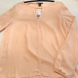 Forever 21 light pink woven long sleeve top NWT